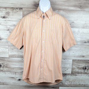 Ted Lapidus* Men's Short Sleeve Button Down Curved Hem Chest Pocket Shirt~ Large